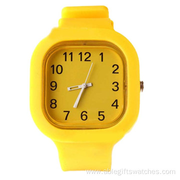 Pure Color Silicone Watch Square Kids Waterproof